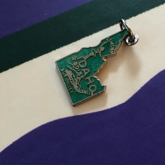 Vintage Jewelry - Vintage stamped sterling silver Idaho enameled charm pendant travel souvenir